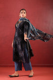 BLACK CHANDARI STRAIGHT LINE KURTA SET