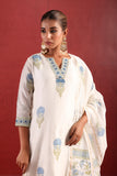 WHITE CHANDERI STRAIGHT LINE SUIT
