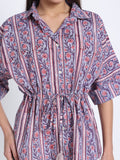 Purple Block Print Kaftan Style Shirt