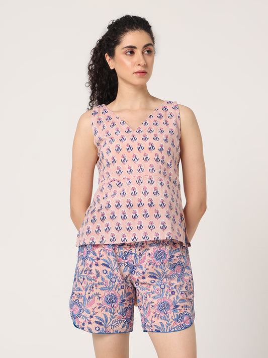 BLUE-PINK SHORTS NIGHT SUIT