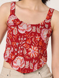 RED HAND BLOCK PRINTED CORSET TOP