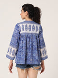 BLUE HAND BLOCK PRINTED TOP