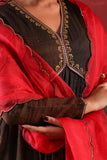 Black Brownish Zari Anarkali Suit