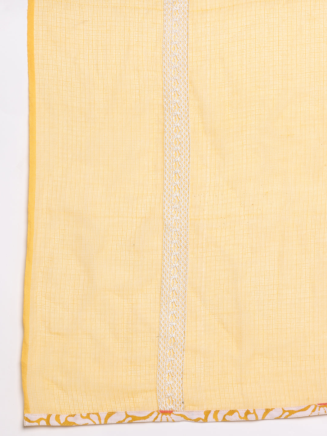 Yellow-White block print kurta set