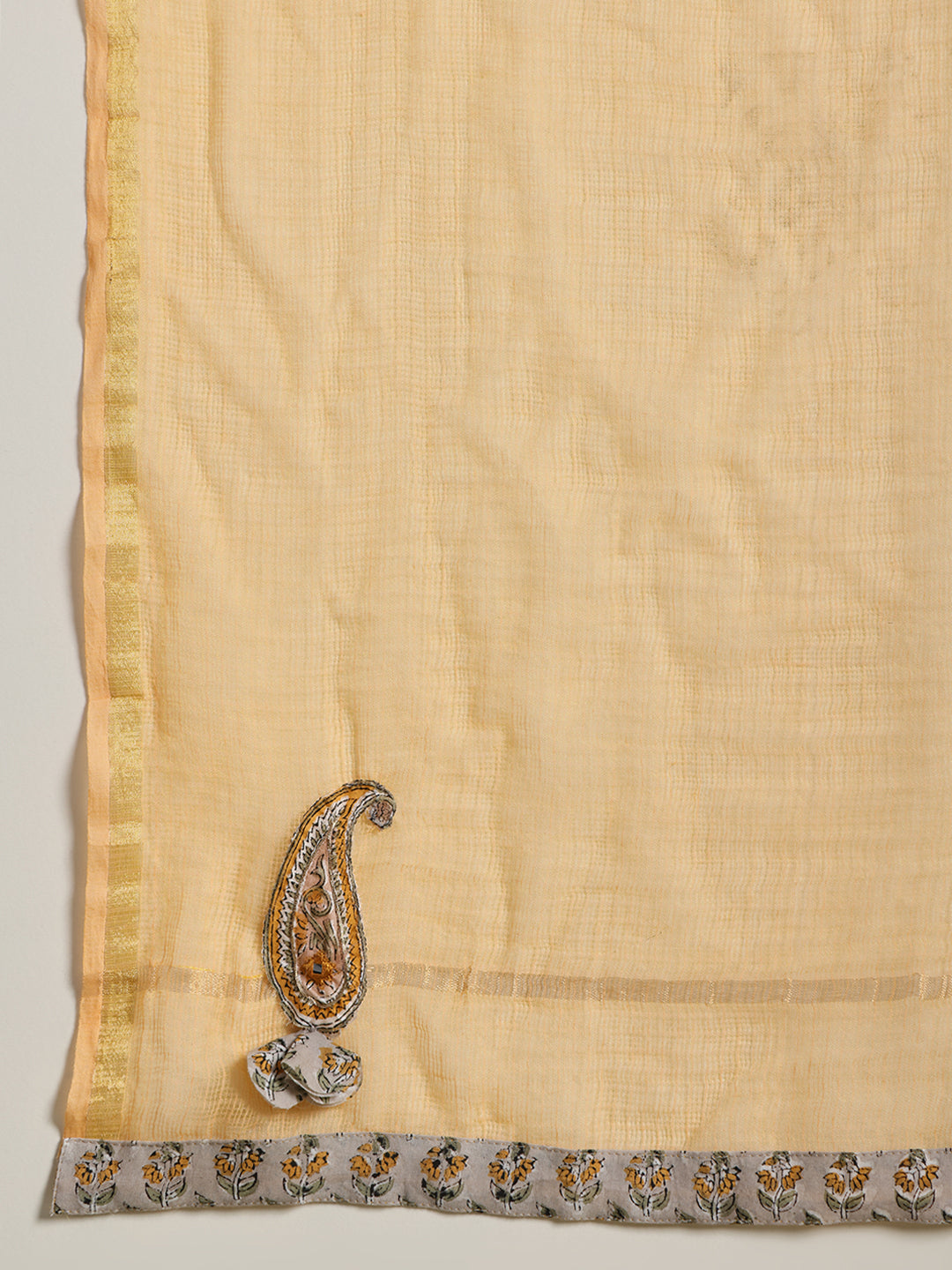 Grey hand block printed kurta set