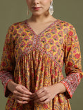 Yellow block print sharara set