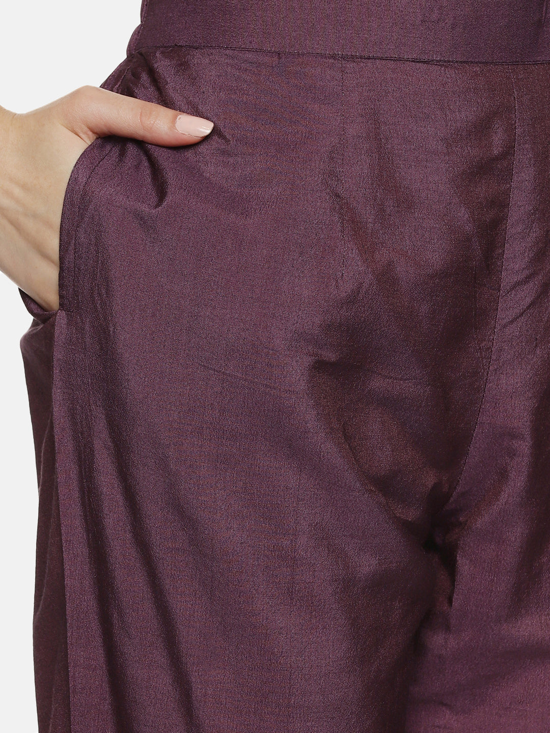 PURPLE BLOCK PRINT KURTA SET IN CHANDERI