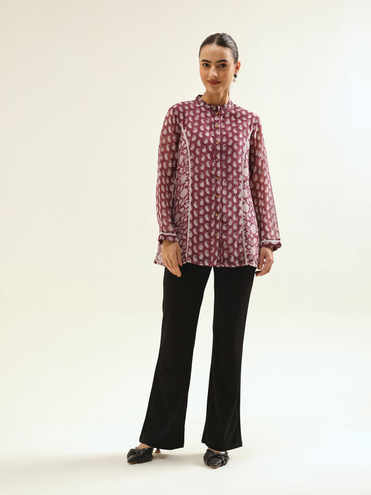 Maroon Chanderi Shirt