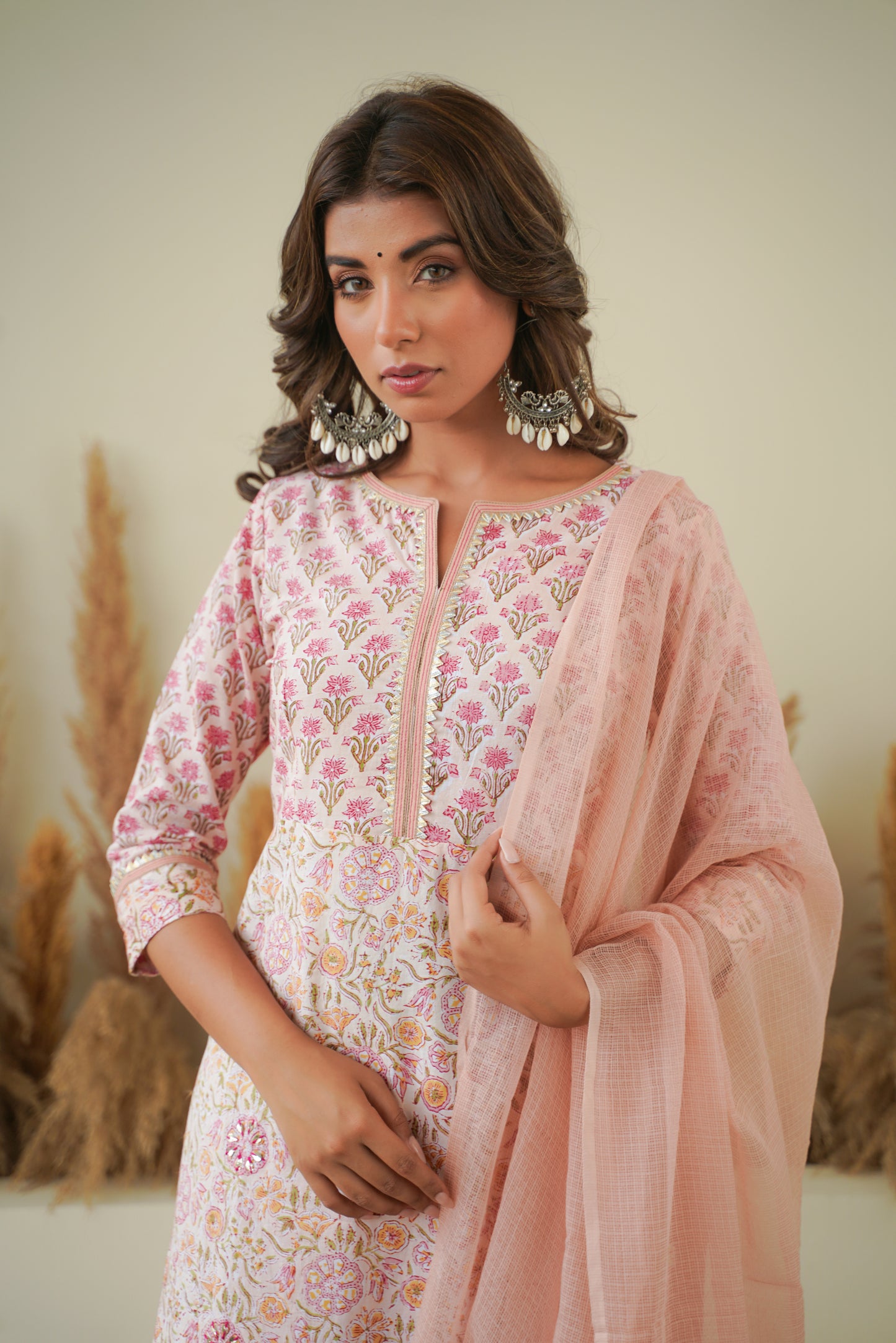 PEACH KURTA SET
