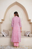 LIGHT PINK HAND BLOCK PRINTED PRINCESS LINE KURTA