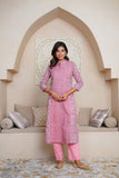 LIGHT PINK HAND BLOCK PRINTED PRINCESS LINE KURTA