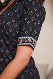 PRINTED BLACK COLLAR KURTAWITH PRINTED PLAZO