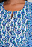 BLUE HAND BLOCK PRINTED STRAIGHT KURTA , EMBELISHED WITH GOTA PATTI WORK