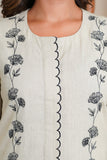 CREAM COLOUR COTTON FLAX TOP WITH EMBROIDERY
