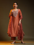 Brown Festive Chanderi Suit