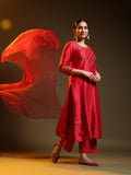 Red Festive Chanderi Suit