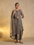 Grey Hand Block Print Suit