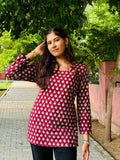 Maroon Back Tie Up Kurti