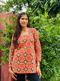 Orange Back Tie Up Kurti