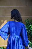 Dark Blue Chanderi Knee Length Frock