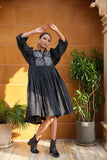 Black Chanderi Knee Lenght Dress
