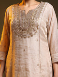 Whitish-Golden Chanderi Festive Suit