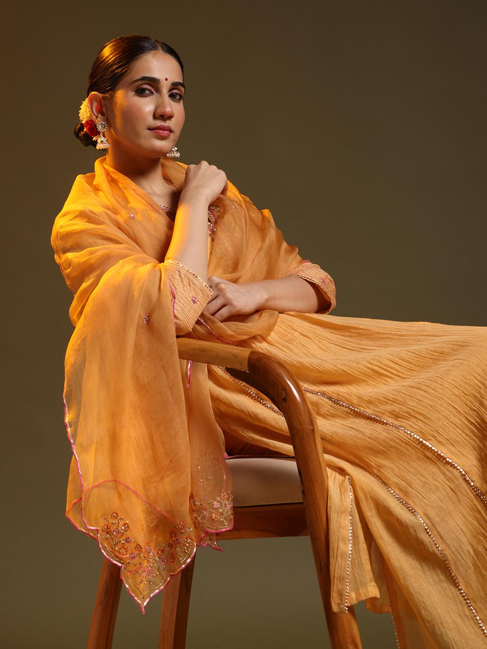 Yellow Festive Chanderi Suit