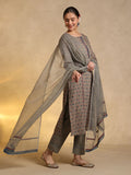 Grey Hand Block Print Suit