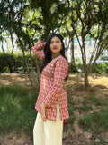 Peach Corset Short Kurti