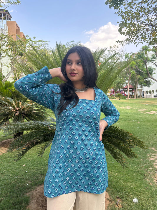 Blue Corset Short Kurti