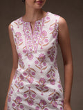 White-Pink Sleeve-Less Suit