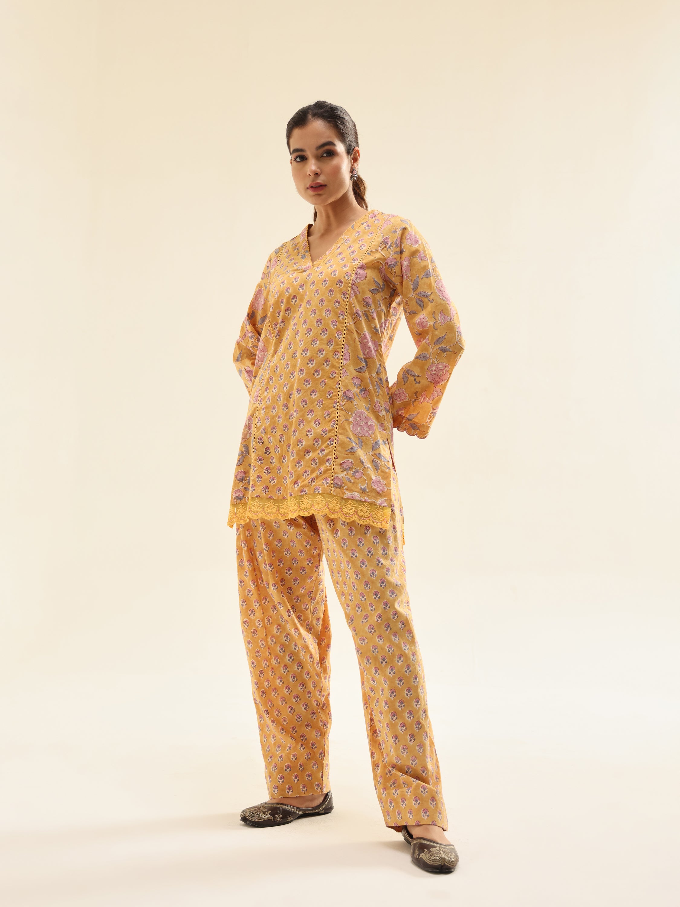 Yellow Farshi With Short Kurti