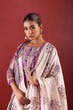Purple Chanderi Block Print Suit