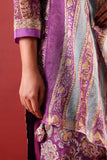 Purple Chanderi Block Print Suit