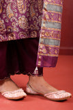 Purple Chanderi Block Print Suit