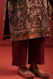 BROWN CHANDARI STRAIGHT LINE KURTA SET