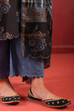 BLACK CHANDARI STRAIGHT LINE KURTA SET