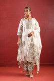 WHITE PURE CHANDARI STRAIGHT LINE SUIT