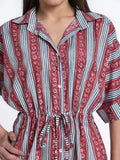 Pink Hand Block Printed Kaftan Style Shirt