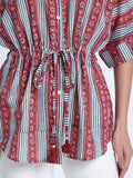 Pink Hand Block Printed Kaftan Style Shirt