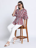 Pink Hand Block Printed Kaftan Style Shirt