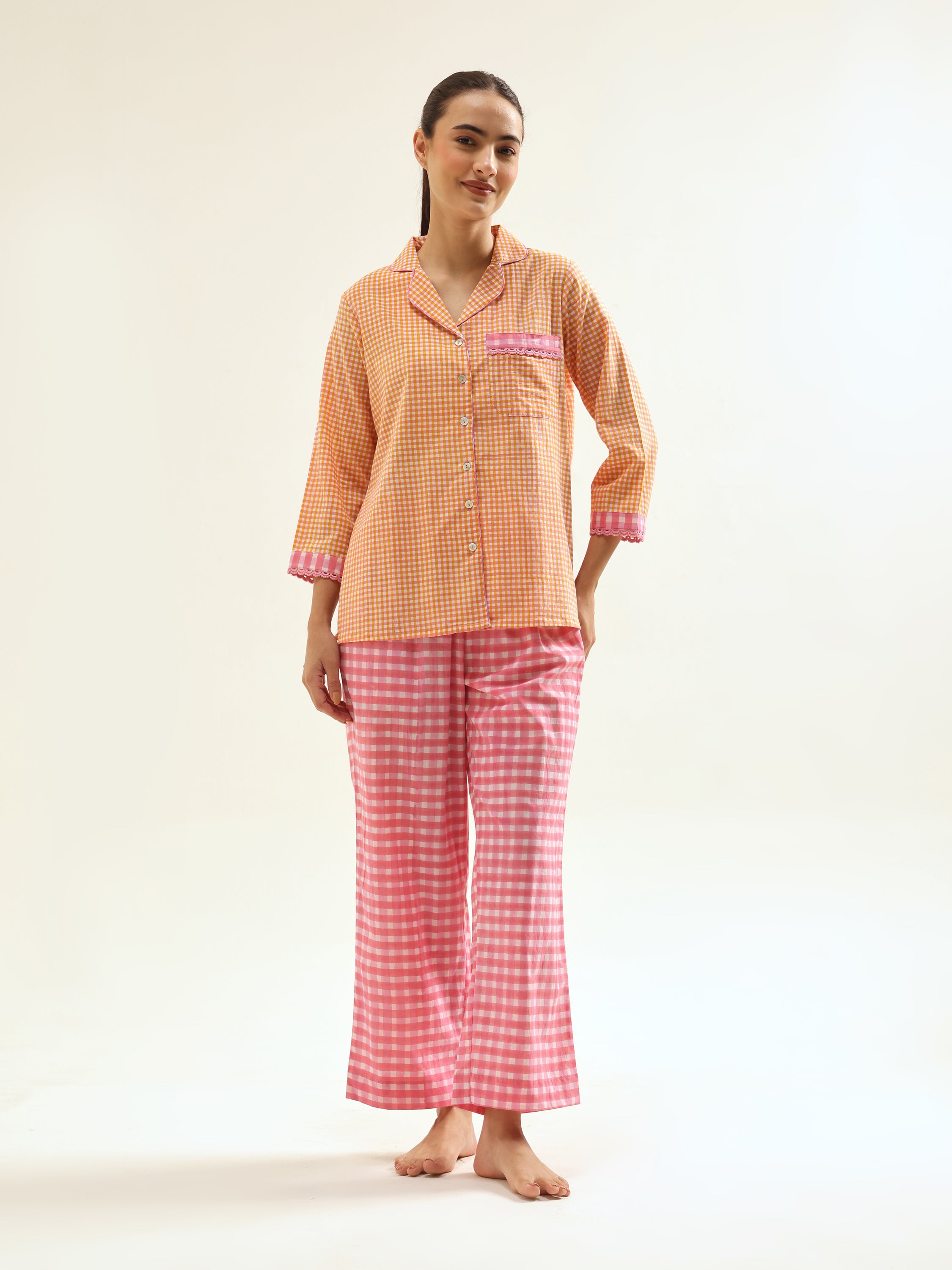 Mustard-Pink Night Suit