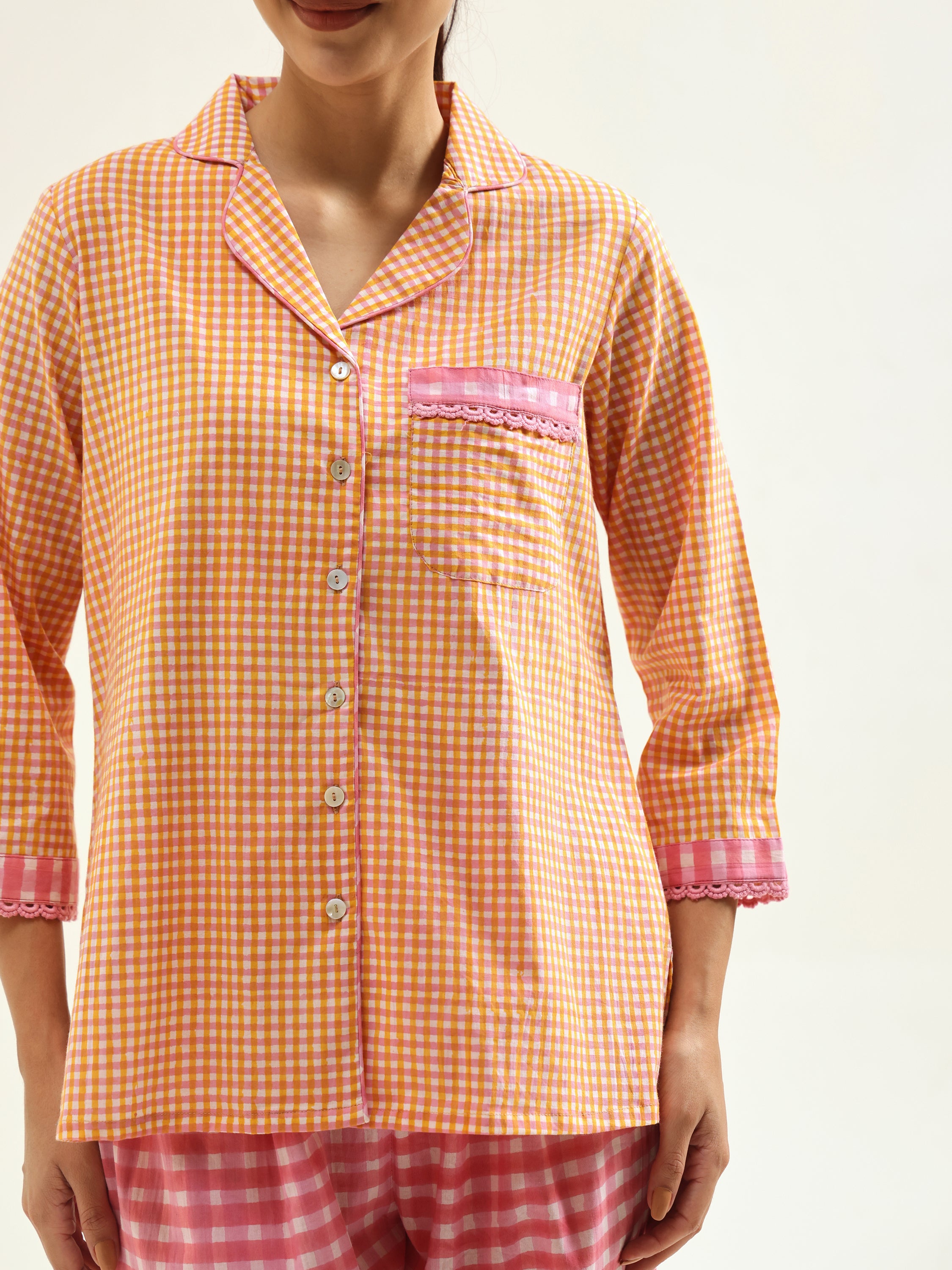 Mustard-Pink Night Suit