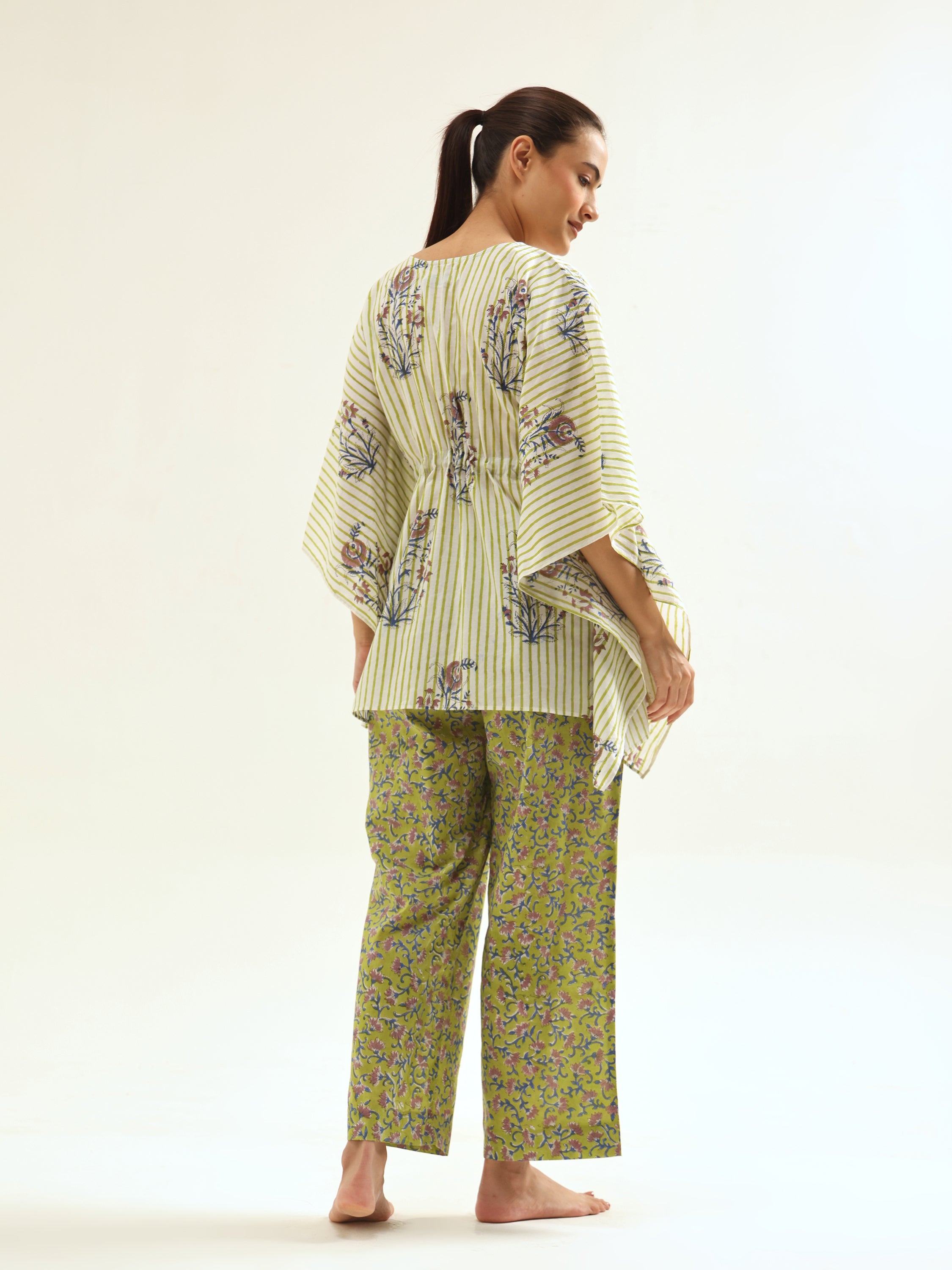 Green Kaftan Night Suit