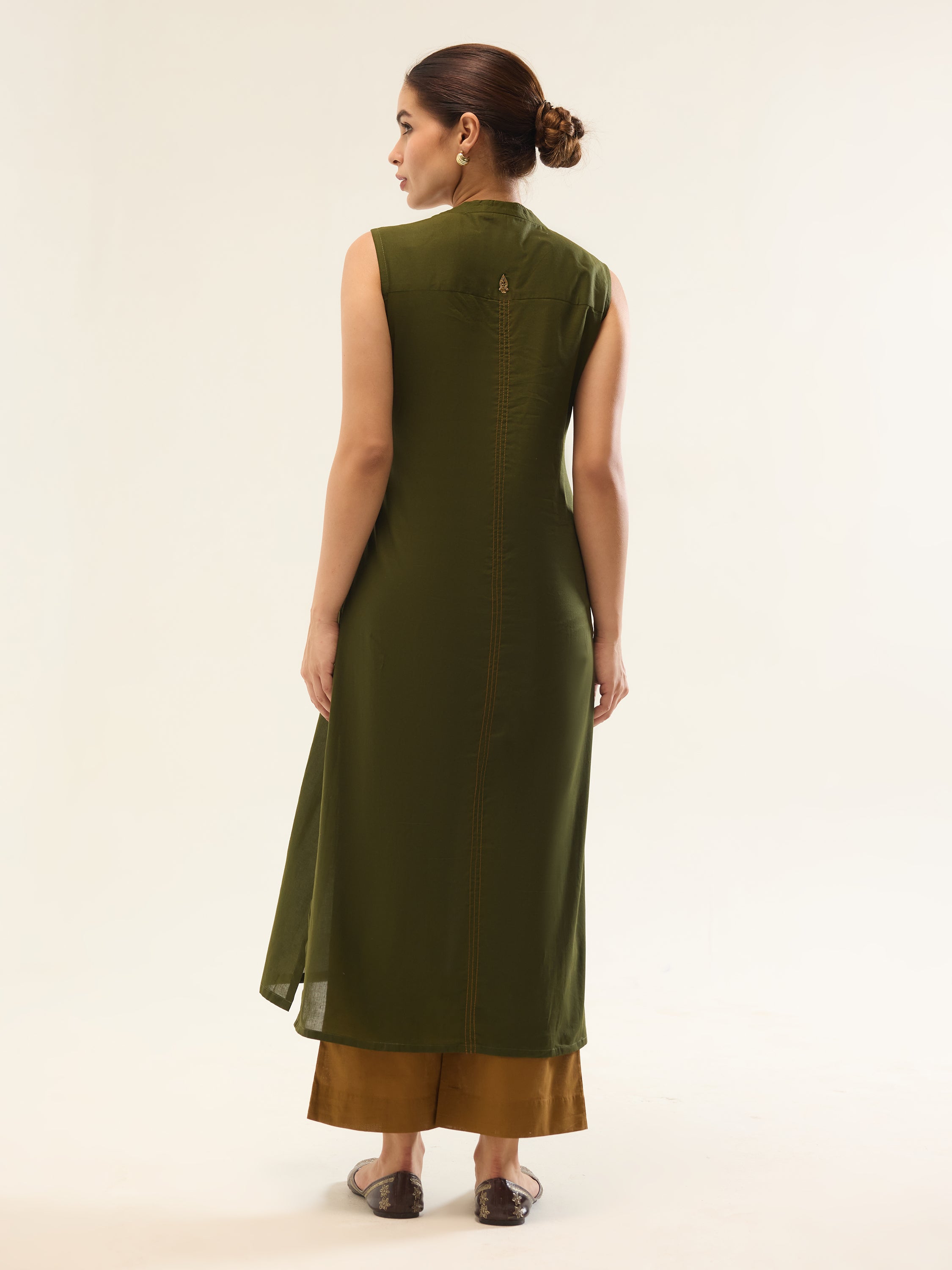 Green Solid Kurta And Plazzo Set