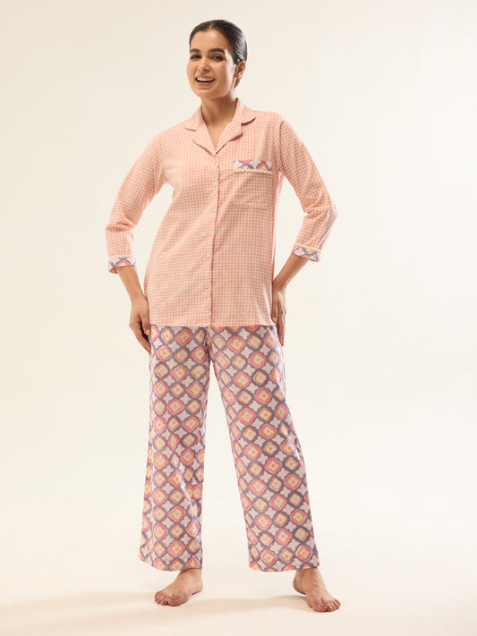 Blue-Mustard Night Suit