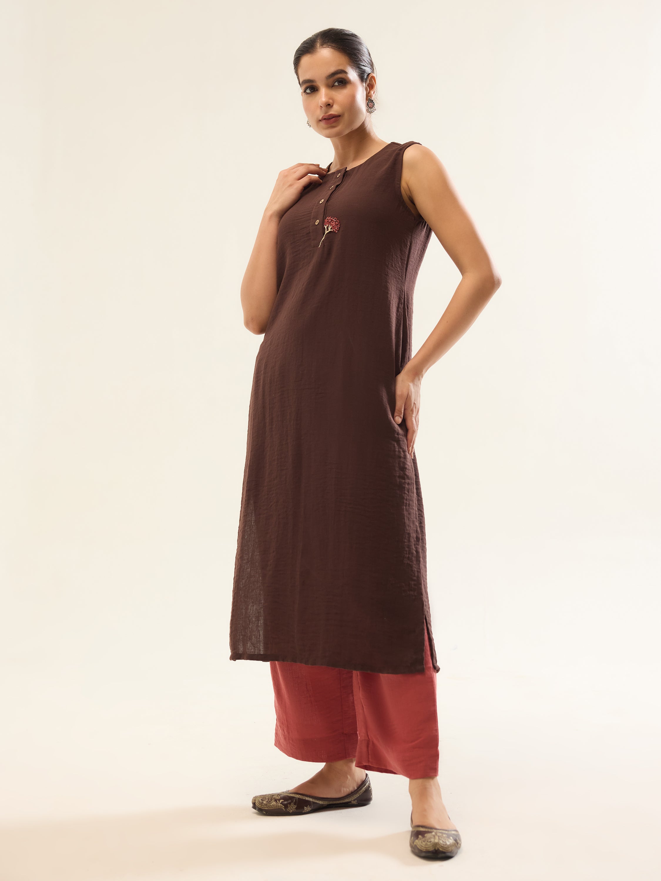 Brown Kurta Plazzo Set