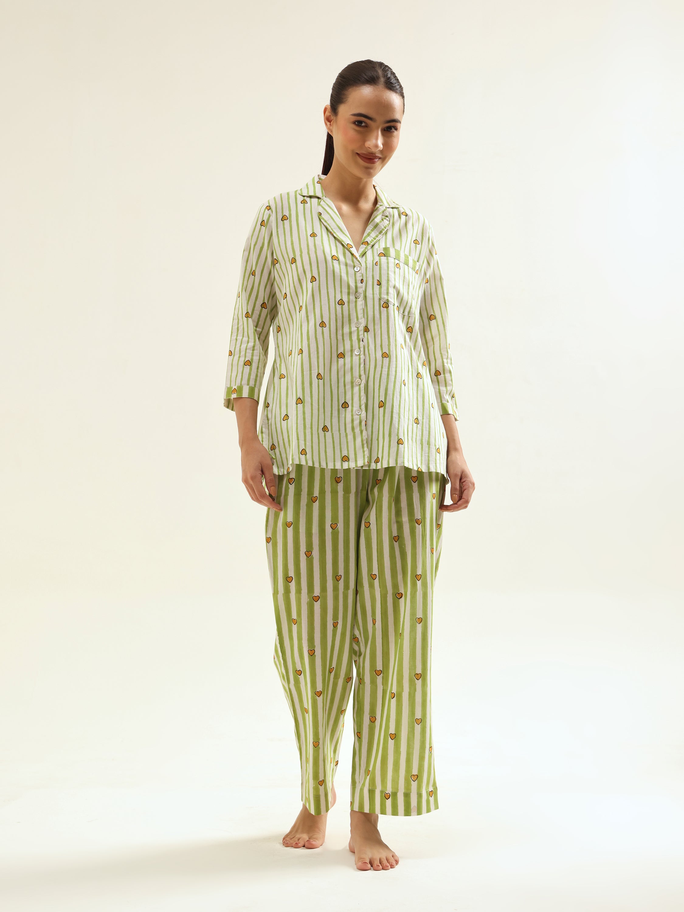 Green-White Night Suit