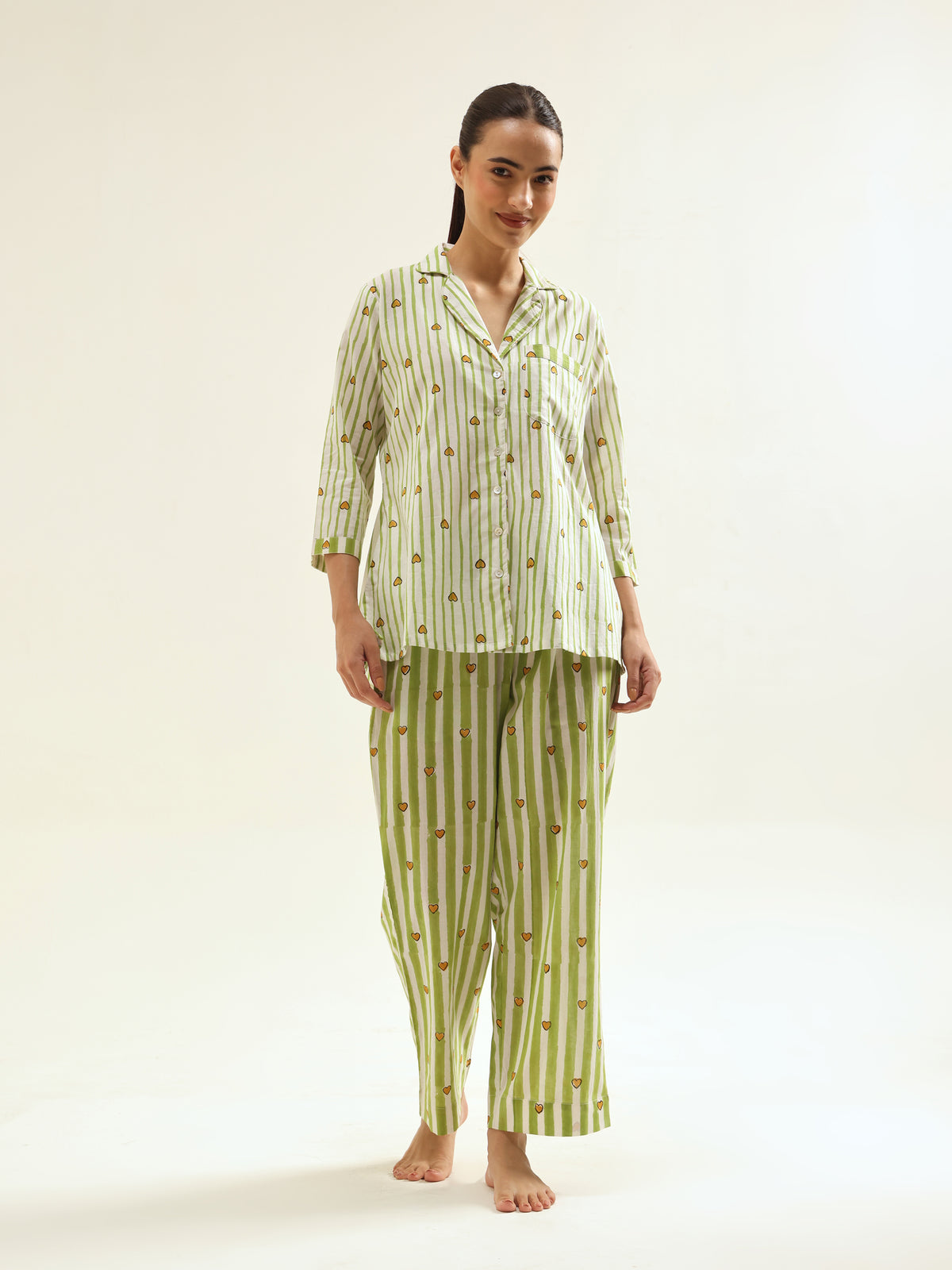 Green-White Night Suit