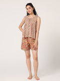 MUSTARD HAND BLOCK PRINTED SHORTS NIGHT SUIT